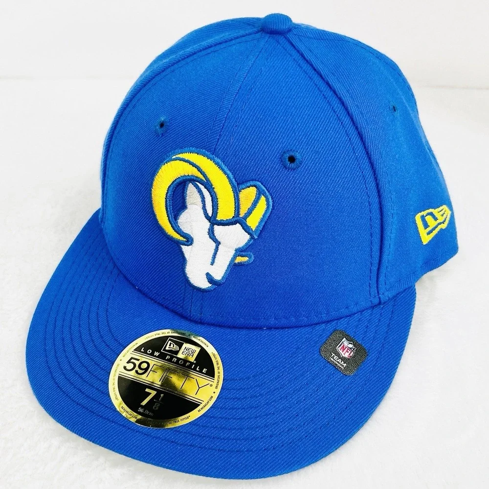 Los Angeles Rams New Era Low Profile Blue 59FIFTY Fitted Hat Cap 7 1/8‎ NFL
